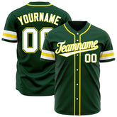 Custom Green Baseball Jersey Authentic Button Down Vintage Game Training Shirt
